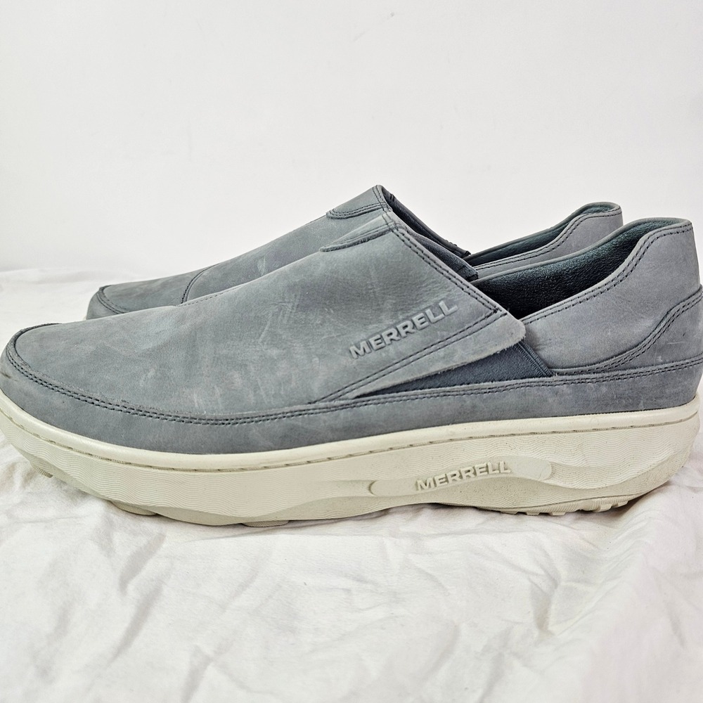 Merrell Silvo Moccasin Moc Storm Grey J032891 Leather Slip On Shoes Mens Size 15